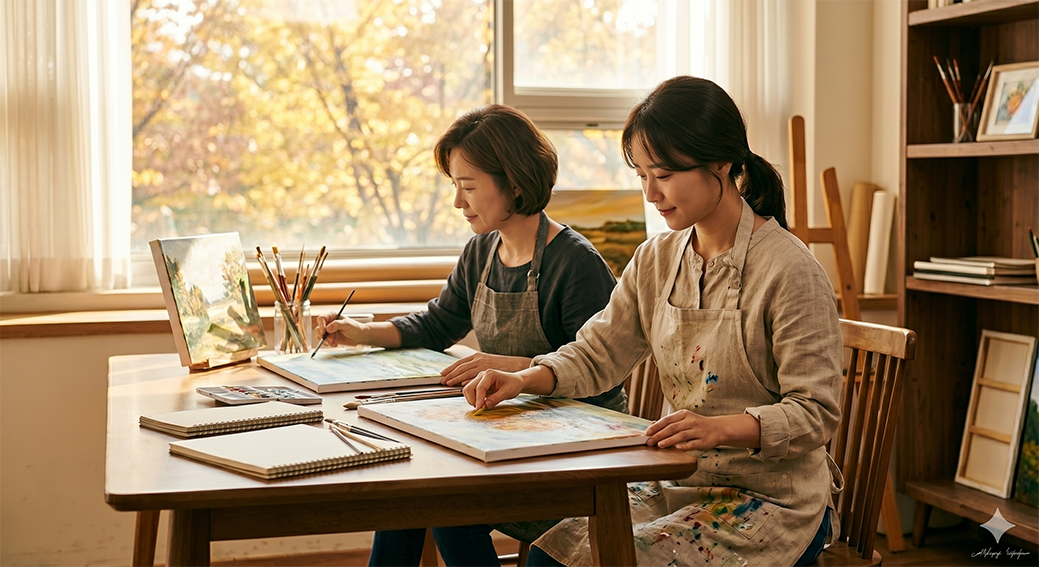 "바쁜 일상, 당신의 마음을 치유하는 따뜻한 캔버스." 

 누구의 방해도 받지 않는 온전한 나만의 시간. 
아트채널 아틀리에에서 일상의 스트레스를 비우고 예술적 감성을 채워보세요. 처음 시작하는 분들도 환영합니다.